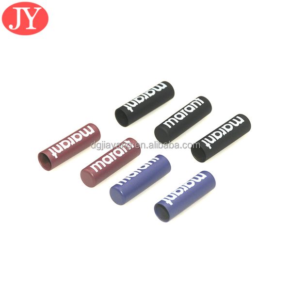 Custom Printed Logo Metal Shoelace Head Aglet Red Cotton Rope with Metal Tips for Custom Shoe Laces Jogger Hoodies Stoppers