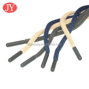 Black Rubber Coated Braided Hoodies with Metal Tip Aglet Cords Ends Drawcord Decoration Polyester Lace Shoelaces Handbag Appeal