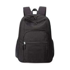 Waterproof Polyester School Bag Custom Logo Printed Black 12.2\" x 5.3\" x 16.5\" with Black Color