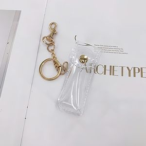 Chapstick Pouch Keychain Transparent PVC Fashion Lipstick Holder for Outdoor Lip Balm Lipsticks Keyrings Accessory
