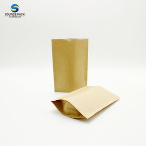 Wholesale Custom Biodegradable Kraft Paper Bags Zipper Top Stand Pouch Packaging for Nets Paprika Model Number Craft Paper Bag