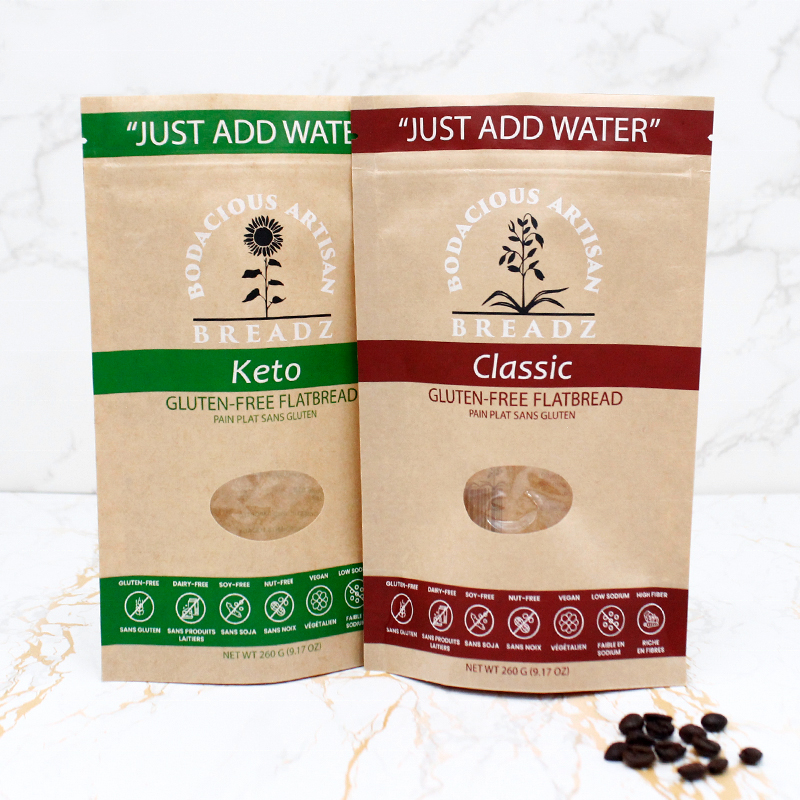 Eco-Friendly Custom Ziplock Biodegradable Packaging Compostable Corn Starch PLA Stand Pouch Kraft Paper Bag Window Food Pet Food