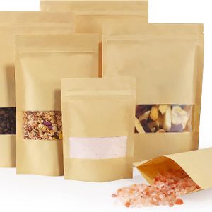 Wholesale Custom Biodegradable Kraft Paper Bags with Zipper Top Stand up Pouch Packaging for Pizza and Milk