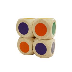 GD 25mm Ivory color with colorful dot round corner wooden dice for kids educational toy board game