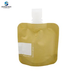 Custom Eco Friendly Biodegradable Packaging Kraft Paper Cosmetic Liquid Spout Pouch