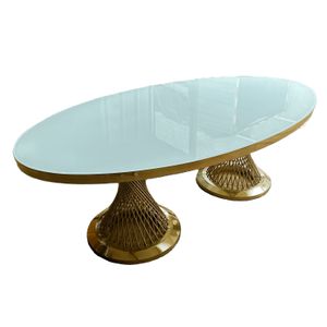 Wholesale Luxury Wedding Event Tables Banquet Table with Stainless Steel Frame for Hotels Dining Living Rooms Factory Price