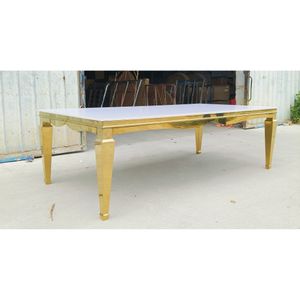 Wholesale Luxury Wedding Event Tables Banquet Table with Stainless Steel Frame for Hotels Dining Living Rooms Factory Price