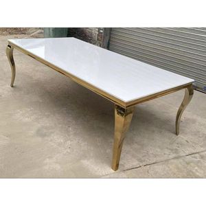 Wholesale Luxury Wedding Event Tables Banquet Table with Stainless Steel Frame for Hotels Dining Living Rooms Factory Price