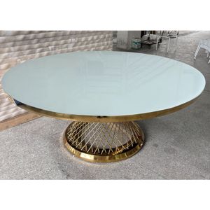 Wholesale Luxury Wedding Event Tables Banquet Table with Stainless Steel Frame for Hotels Dining Living Rooms Factory Price