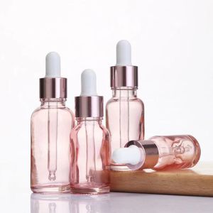 Luxury pink Cosmetic Glass Dropper Packaging Bottle Set with Packaging Box