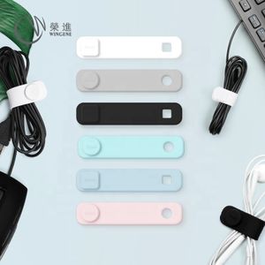 2023 Eco Friendly Soft Durable Colorful Flexible Earphone Wire USB Cable Organizer Reusable Silicone Cable Ties