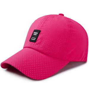 Wholesale Quick Dry Cycling Sports Cap 6-Panel Adjustable Laser Cut Hole Perforated Hat Custom Curved Brim PVC Patch