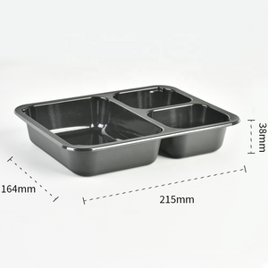 Bpa Free Microwave Takeout Food Packaging Box Plastic 2/3 Compartment Bento Lunch Box Disposable Cpet Meal Tray