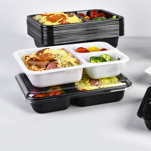 Wholesale Black/White 3 Compartments Cpet Ovenable Trays Food Packaging Container Ready Meal CPET Food Container with Lid