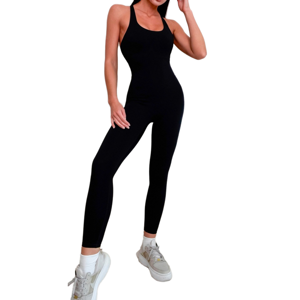Custom Logo Women's Solid Backless Bodysuit 2024 One Piece Gym Workout Romper Active Wear Yoga Jumpsuit