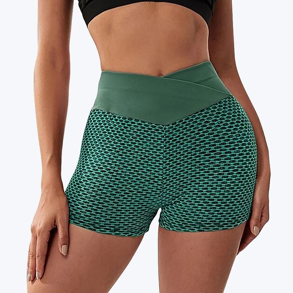 Wholesale Price Women's High-Waisted Workout Gym Running Yoga Shorts Custom Logo Sports Wear Booty Hot Shorts with Solid Pattern