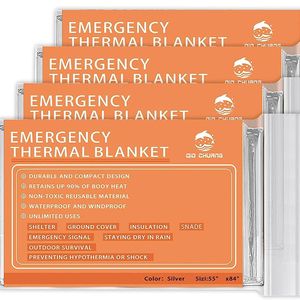 4-Pack Emergency Mylar Thermal Blankets for Outdoor Survival for Camping Hiking Marathons First Aid Space Survival Kit Bug Bag