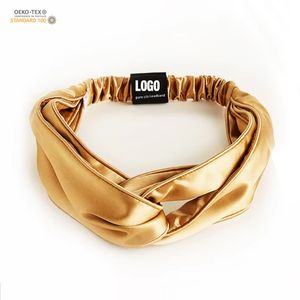Custom Logo 100% Mulberry Silk Headband Elastic Hair Accessory for Girls Pure Silk Head Band