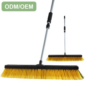 Commercial Outdoor Heavy-Duty Push Broom Brush Stiff Bristles for Patio Garage Cleaning Portable Feature Broom Head Material PP