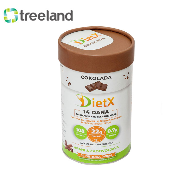 Custom Kraft Paper Tube Canister for Hot Chocolate Powder Cylinder Shape for Pet Food Potato Chips Jelly Tea Storage