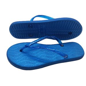 GRS Outdoor Slides Flip Flops Blue Trendy Striped Coarse Particles Non-slip Beach Outdoor Flip Flops