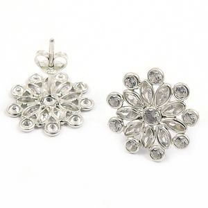 New Arrival White CZ Gemstone Stud Earrings In 925 Sterling Silver Natural Round & Marquise Cut Studs For Woman Handmade Jewelry