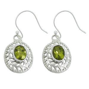 High Quality Peridot Gemstone Personalized Hook Earrings 925 Sterling Silver Stunning Earrings Wholesale Handmade Jewelry