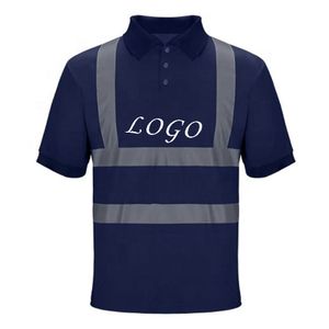 2025 Top Best Supplier Hi Vis Reflective Safety Workwear Polo Shirt Men Quick Dry Polo T Shirt Blue Color