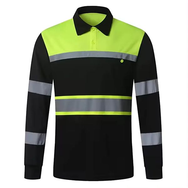 Custom Logo Safety Shirts for Men High Reflective Polo Shirts With Pocket Long Sleeve Work Wear Clothing by RAMPUS INTERNATIONAL