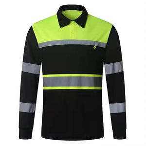 Custom Logo Safety Shirts for Men High Reflective Polo Shirts With Pocket Long Sleeve Work Wear Clothing by RAMPUS INTERNATIONAL