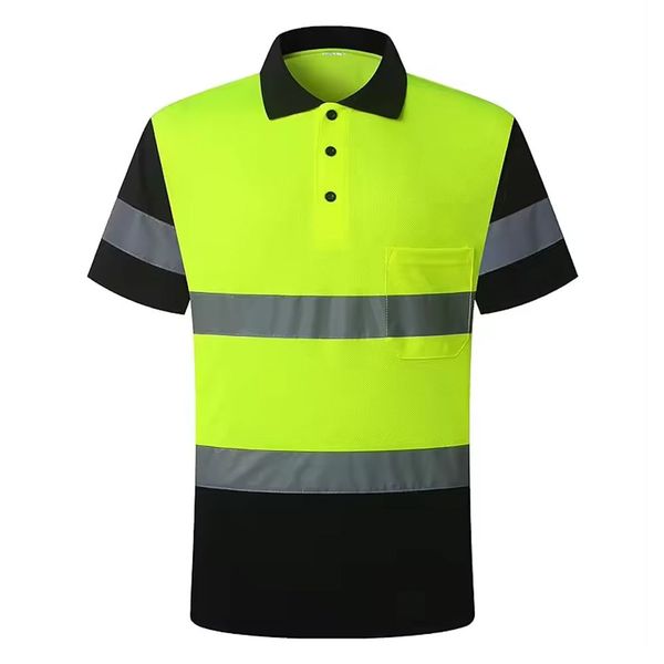 Wholesales Custom Work Wear T Shirt Reflective Safety Clothing Sewing Tape High Visibility Safety Polo Shirt