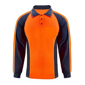 Wholesale OEM Hi Visibility Safety Polo Shirt Workwear Security Reflective Stripe Long Sleeve Workers Safety Polo Shirts