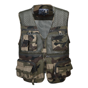 Men Tactical Vest Multi-Pockets Cargoes Waistcoat Hiking Outdoor Camping Fishing for Autumn Outer Wear