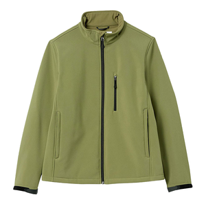 Men Softshell Jackets Custom Logo Waterproof Windproof Soft Shell Winter Wear Polyester Stand Collar Canvas Material