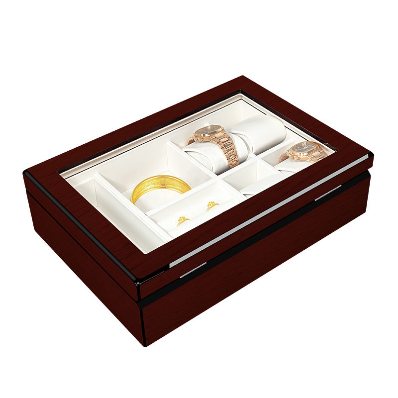 Packaging Custom Brand Labeling Large Capacity Necklace Jewelry Set Piano Lacquer Wooden Jewelry Box Display