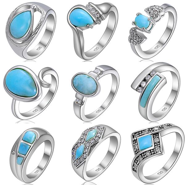 Handcrafted 925 Silver Larimar Ring Intricate Detailing and Artisanal Polish Gemstone Jewelry for Gift