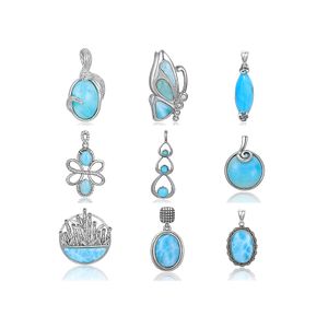 925 Sterling Larimar Pendant Hand-Finished Religious Jewelry in Gold Meticulously Forged with Masterful Artistry