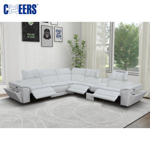 MANWAH CHEERS Luxury High Quality Modular Sectional Sofa Corner Genuine Leather Living Room Furniture Modern Recliner Couch Set