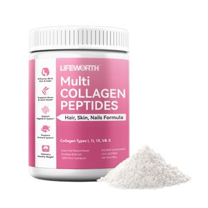 Lifeworth Wholesale OEM Hydrolyzed Collagen Peptide Biotin Powder Skin Brightening  Oral Collagen Protein for Hair and Skin Care