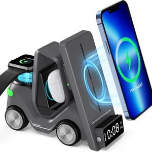 Multi-function Chargeurs 5-in-1 With Clock Mobile Phone Holder Magnetic Wireless Charger for Apple Watch Earphone