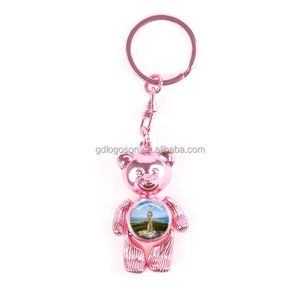 Personalized 3D Customized Logo Pink Teddy Bear Keychain Metal Zinc Alloy Austria Souvenir Keyring Fashionable Cartoon Style