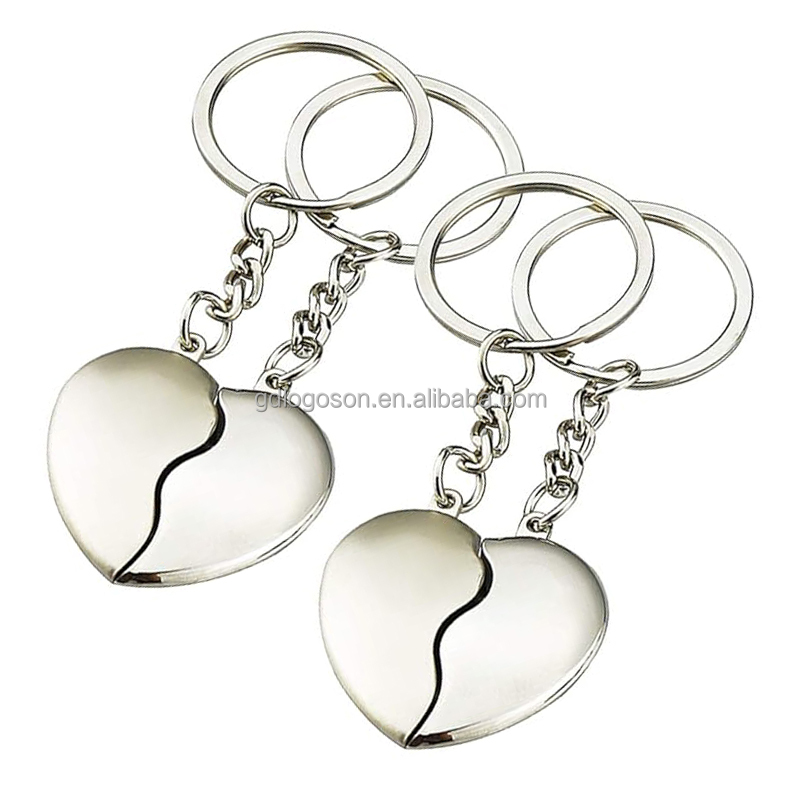 Bulk Custom Engraved Logo Matching Heart Keychain Set Brick Half Heart Keychain Keyring for Boyfriend Girlfriend