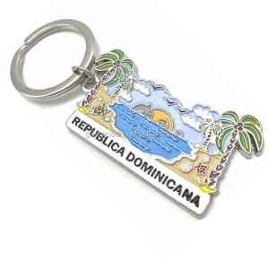 Republica Dominicana Fashion Souvenir Keychain Caribbean Sea Beach Trinket Metal Keychain for Travel in the Dominican Republic