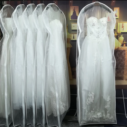 New White Breathable Organza Wedding Bridal Dress Cover Garment Bag with Zipper