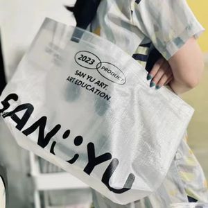 Custom Logo Size Eco Friendly Laminated PP Woven Tote Bag Supermarket Storage Transparent Shopping Bags for Advertisement Gift