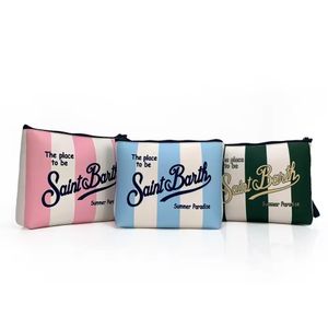 Custom Logo Diving Material Neoprene Makeup Bag Zipper Striped Cosmetic Bag Make up Pouch Waterproof Toiletry Bag for Women