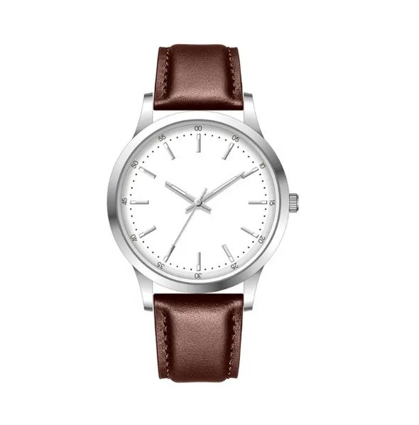 Unisex Minimalist Fashion Leather Strap Men's Wristwatch Analog Quartz Custom Watch for Men Round Dial Gift