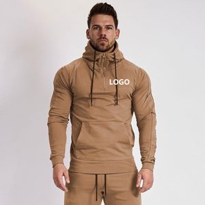 OEM Custom Logo Polyester Breathable Sportswear Workout Running Training Pullover Fitted Fitness GYM Hoodie for Men