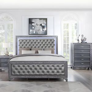 Factory Price Direct Selling Modern LED Bed Wholesale Dressing Table Wooden Big Bed Hot Selling Classic Bedroom Set GMY44