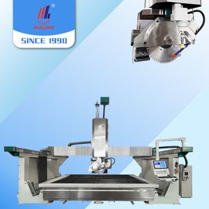 Hualong Italy Software 5 Axis CNC Bridge Saw Stone Cnc Machine Sink Cutout Processing Machine Saw Jet for Countertop Cutting